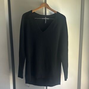 Athleta Black V-Neck Merino Wool blend Sweater